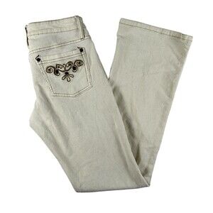 Vtg No Boundaries Pants Womens 7 Corduroy Embroidered Studded Bootcut Low Rise